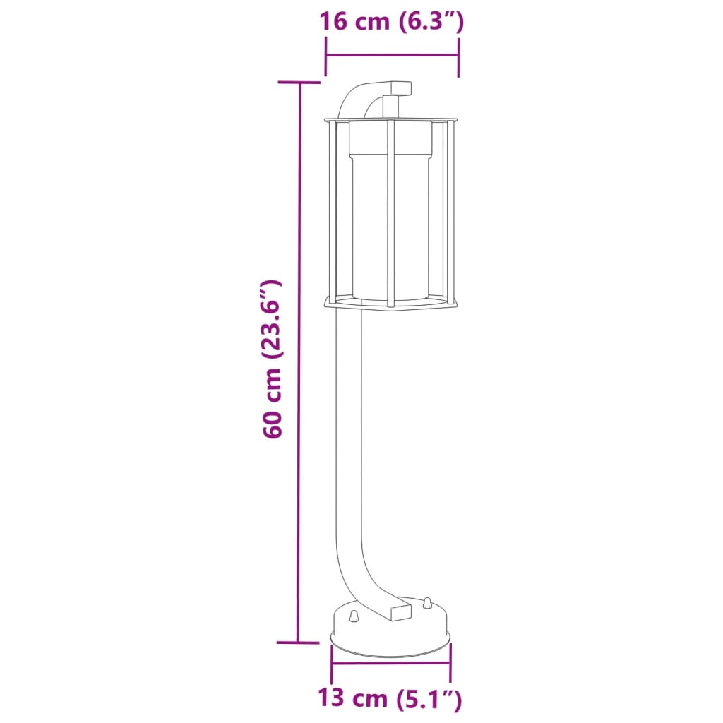 vidaXL Lampadaire d'extérieur noir 60 cm acier inoxydable