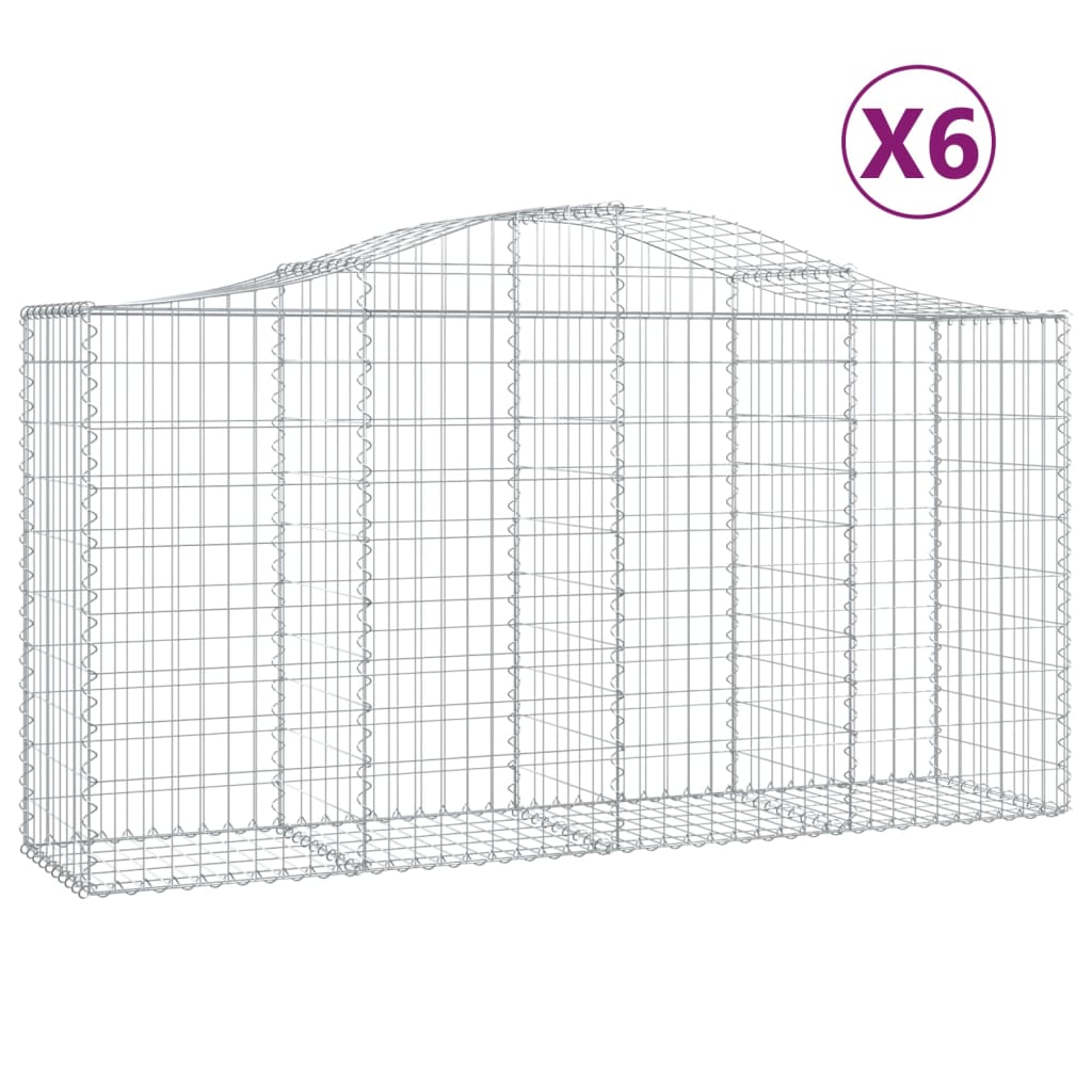 vidaXL Paniers à gabions arqués 6 pcs 200x50x100/120 cm fer galvanisé