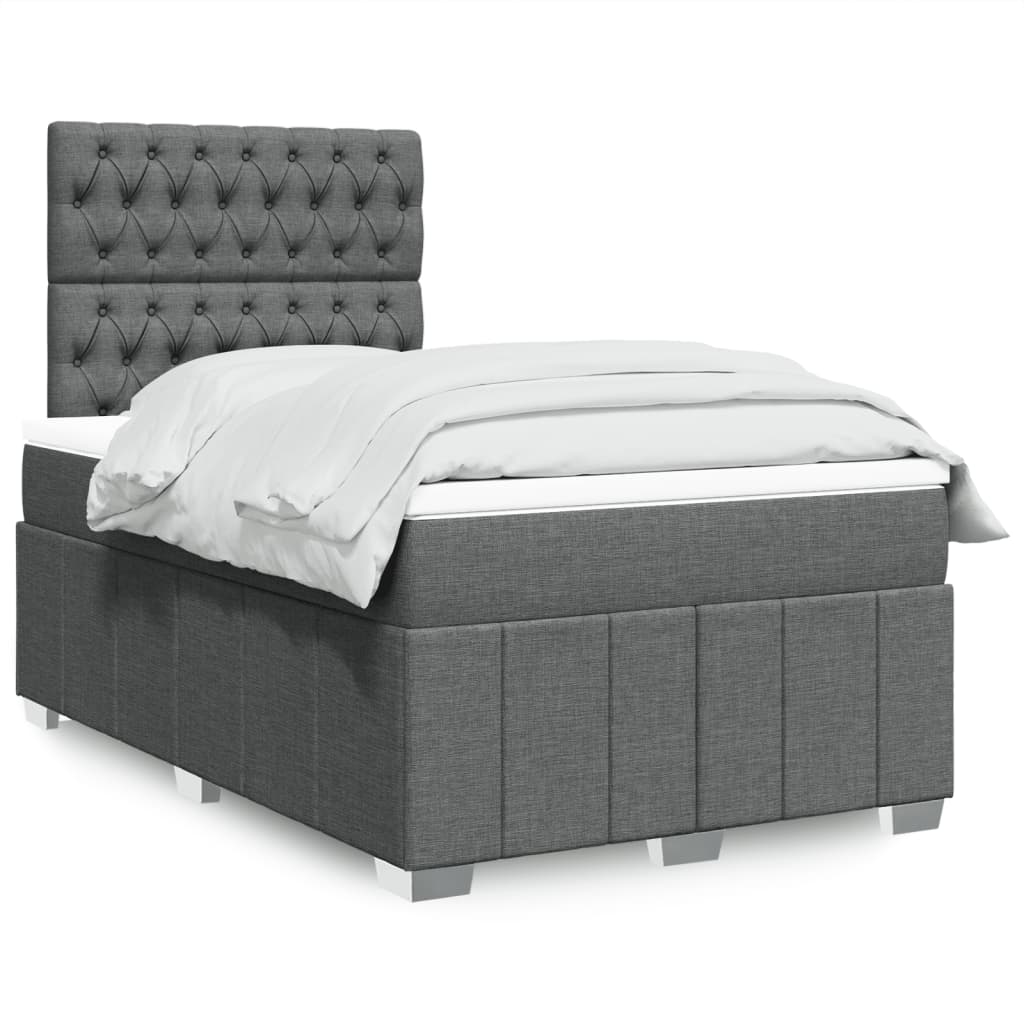 vidaXL Sommier à lattes de lit avec matelas gris foncé 120x190cm tissu