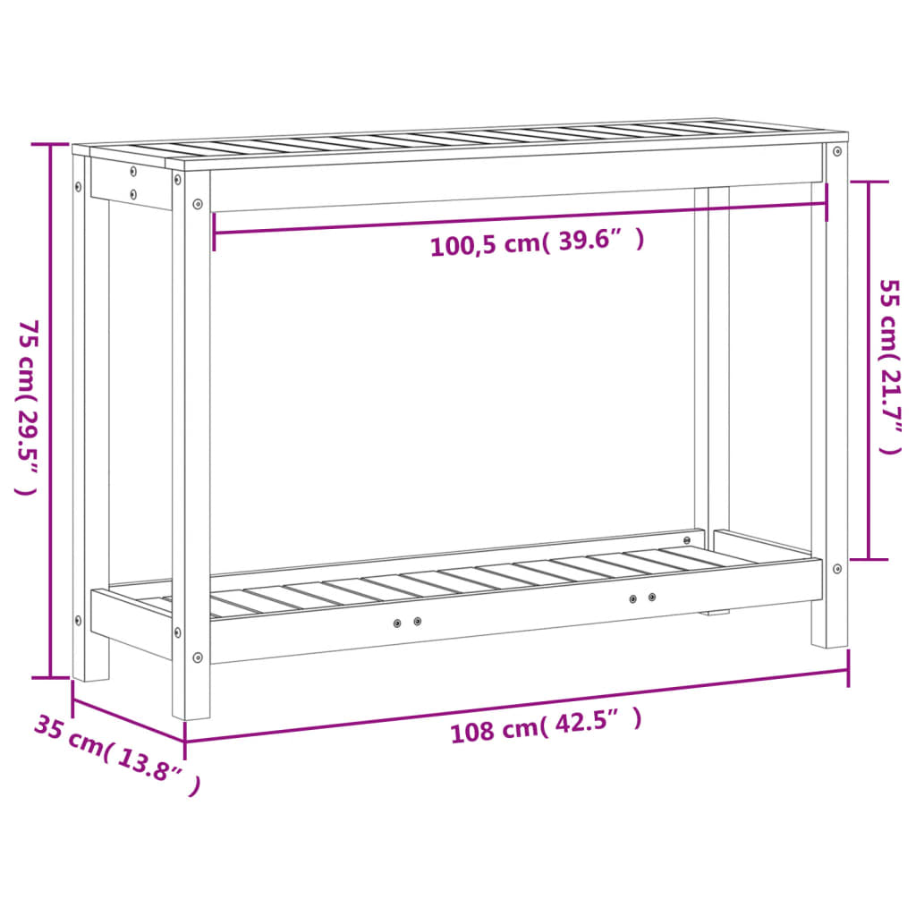 vidaXL Table de rempotage avec étagère 108x35x75 cm bois pin imprégné