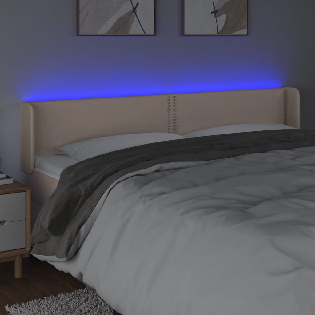 vidaXL Tête de lit à LED Cappuccino 203x16x78/88 cm Similicuir