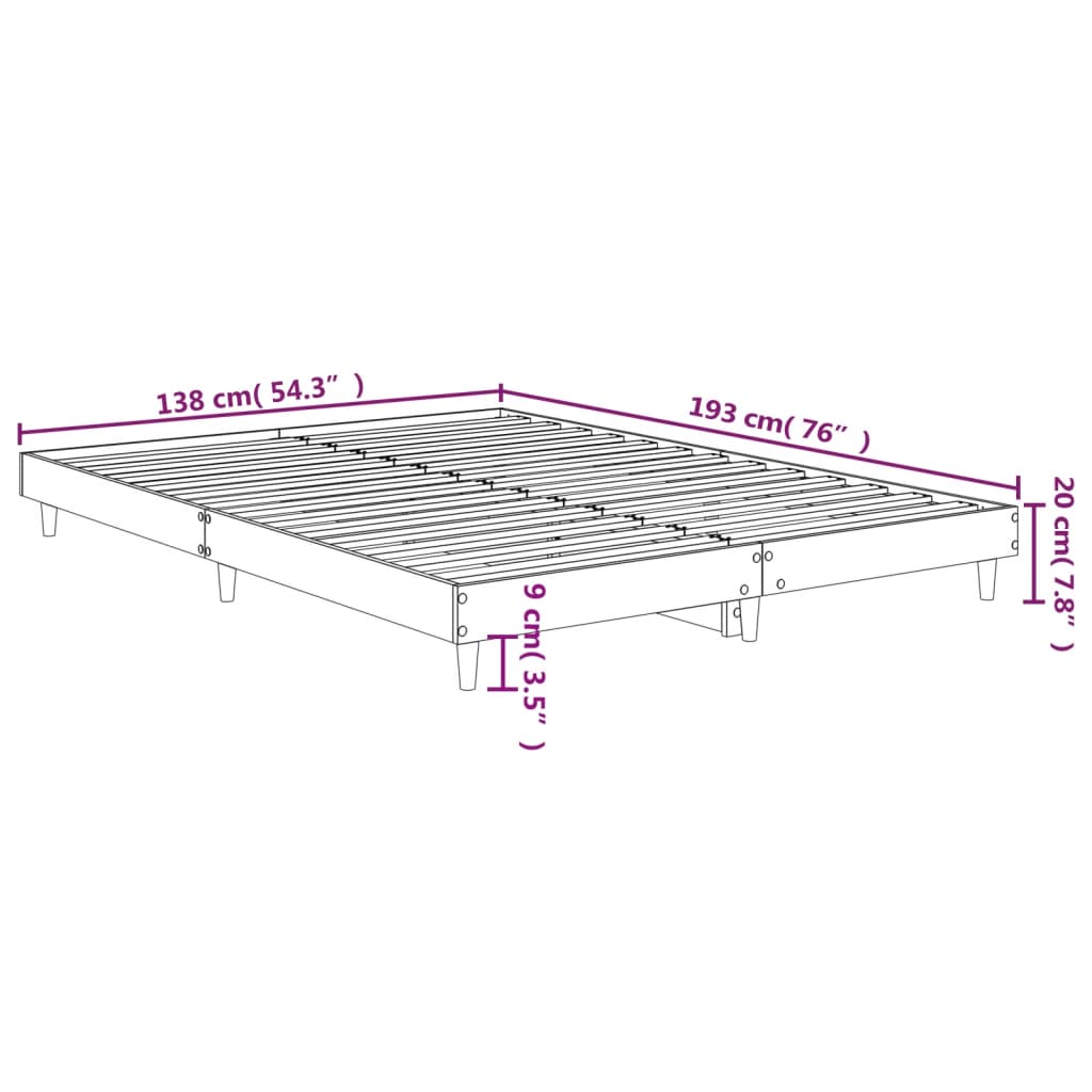 vidaXL Cadre de lit sans matelas chêne sonoma 135x190 cm