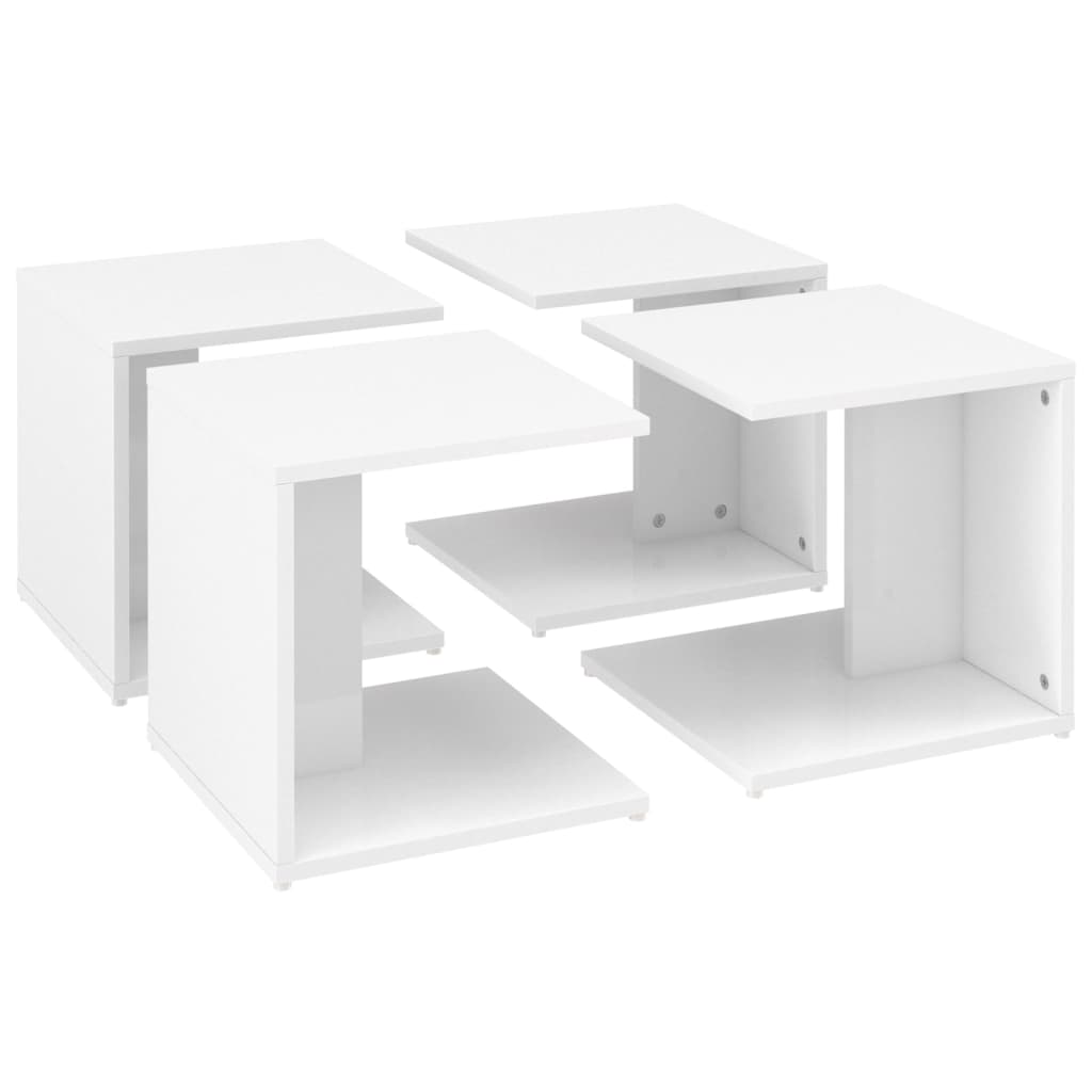 vidaXL Tables basses 4 pcs blanc brillant 33x33x33cm bois d'ingénierie