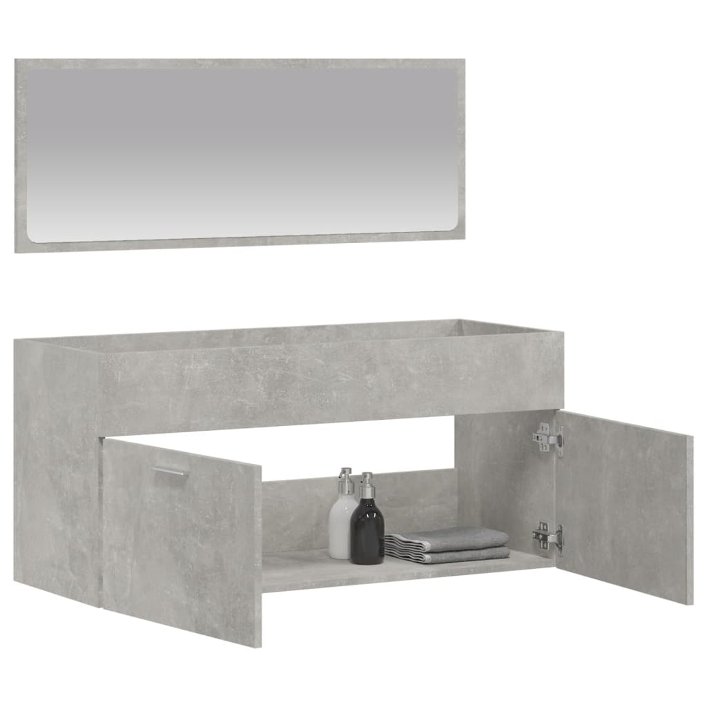 vidaXL Armoire de bain avec miroir gris béton bois d'ingénierie