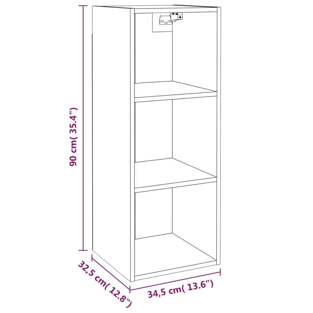 vidaXL Armoire murale Gris béton 34,5x32,5x90 cm Bois d'ingénierie