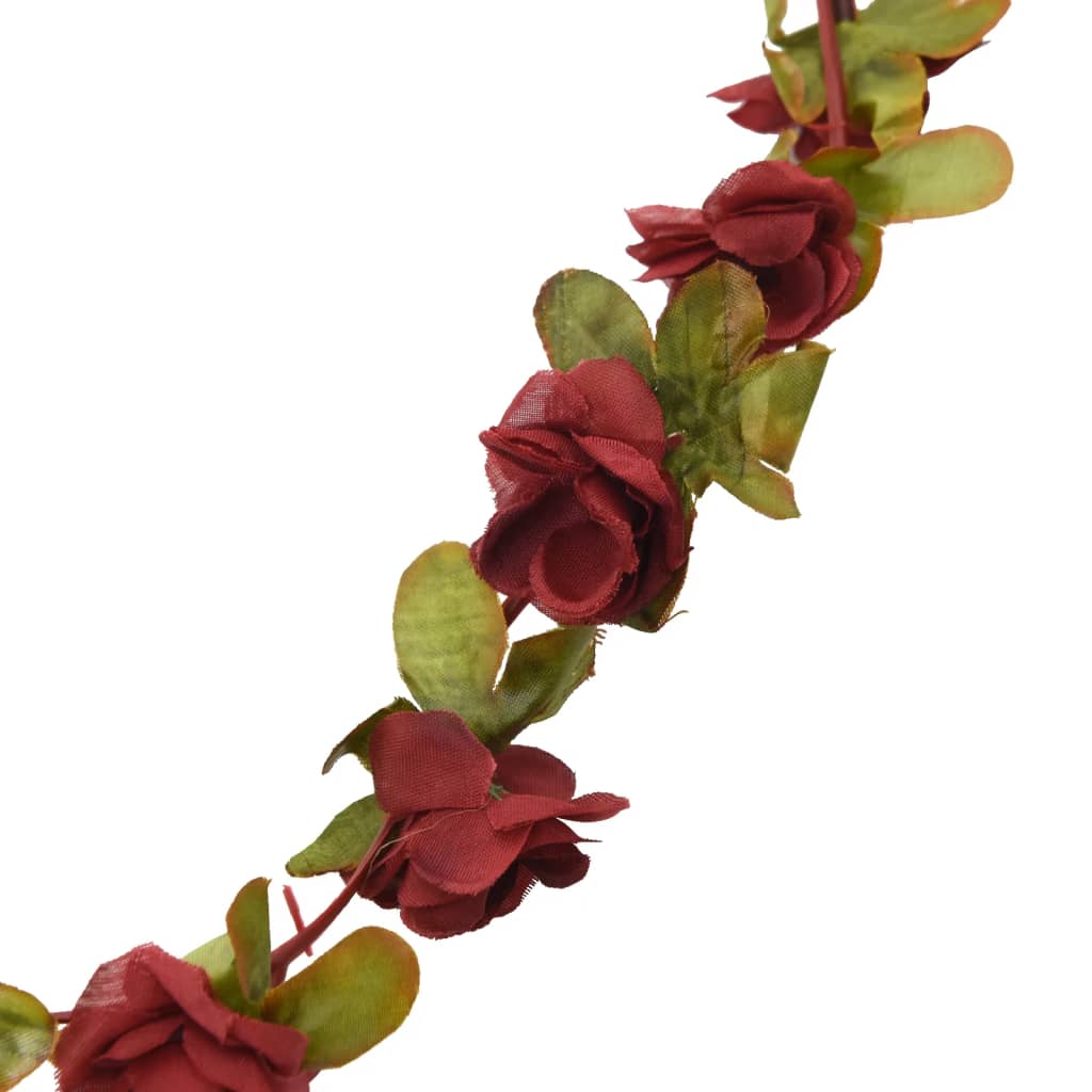 vidaXL Guirlandes de fleurs de Noël 6 pcs rouge bordeaux 250 cm