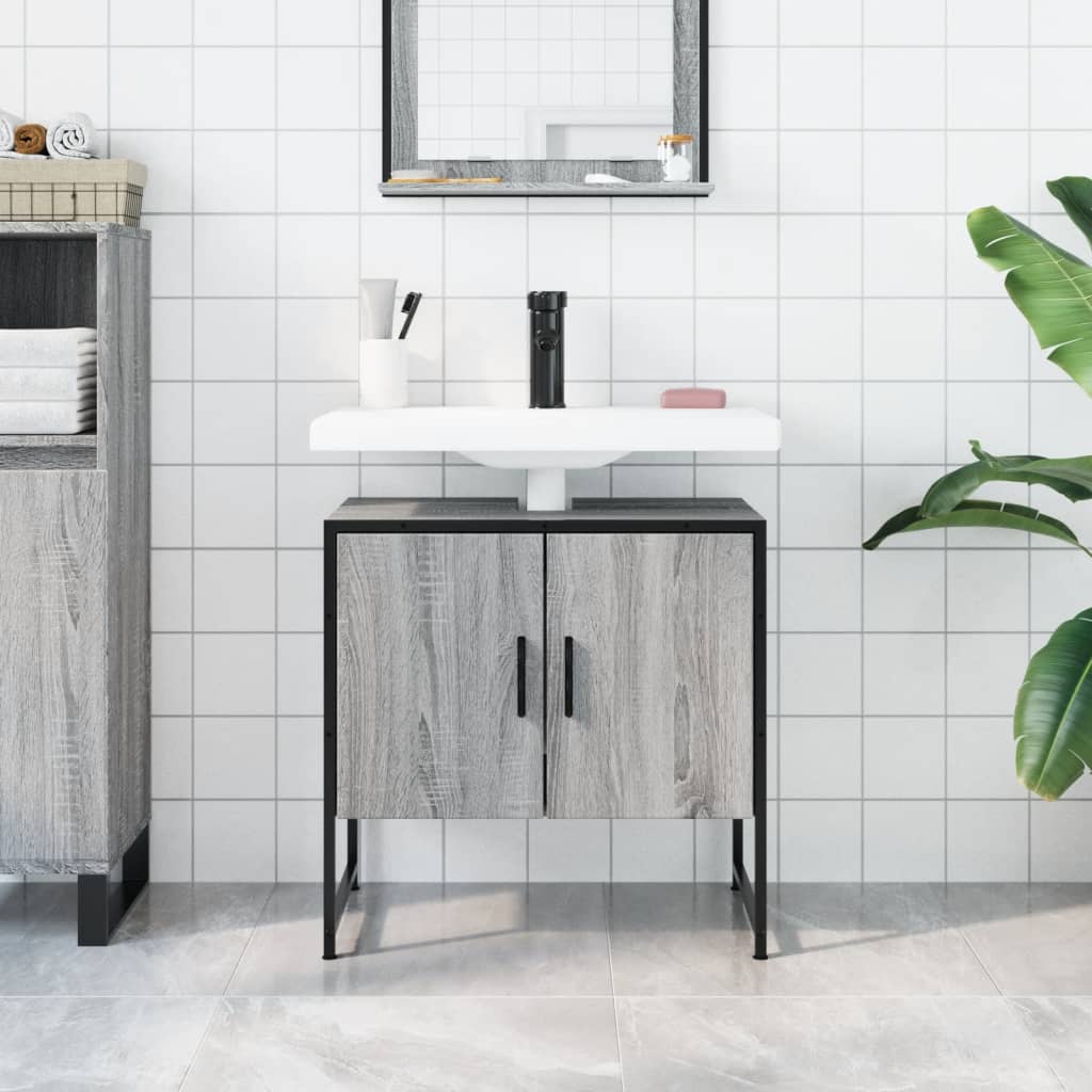 vidaXL Armoire lavabo de salle de bain sonoma gris 60x33x60 cm