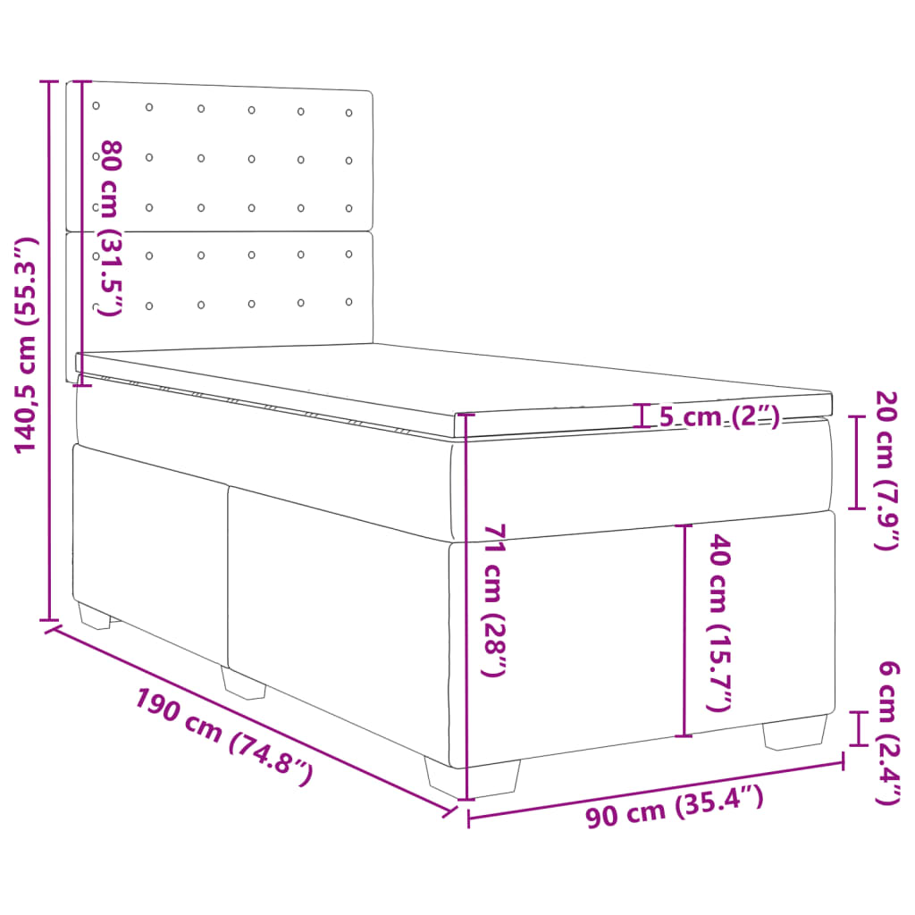 vidaXL Sommier à lattes de lit avec matelas Vert foncé 90x190 cm