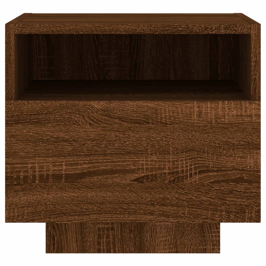 vidaXL Table de chevet avec lumières LED chêne marron 40x39x37 cm