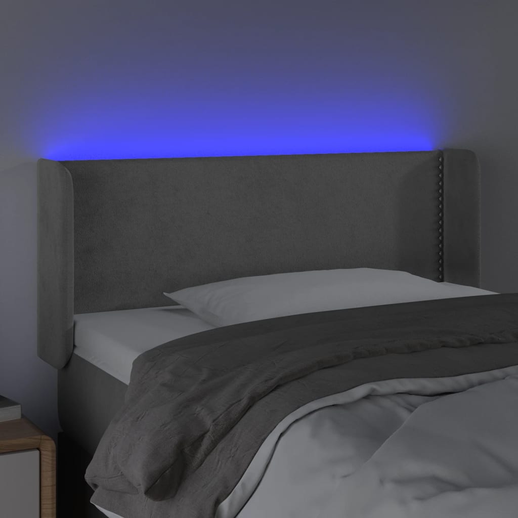 vidaXL Tête de lit à LED Gris clair 83x16x78/88 cm Velours