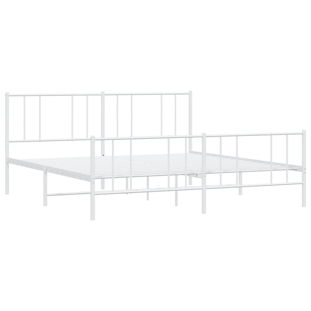 vidaXL Cadre de lit métal sans matelas et pied de lit blanc 193x203 cm