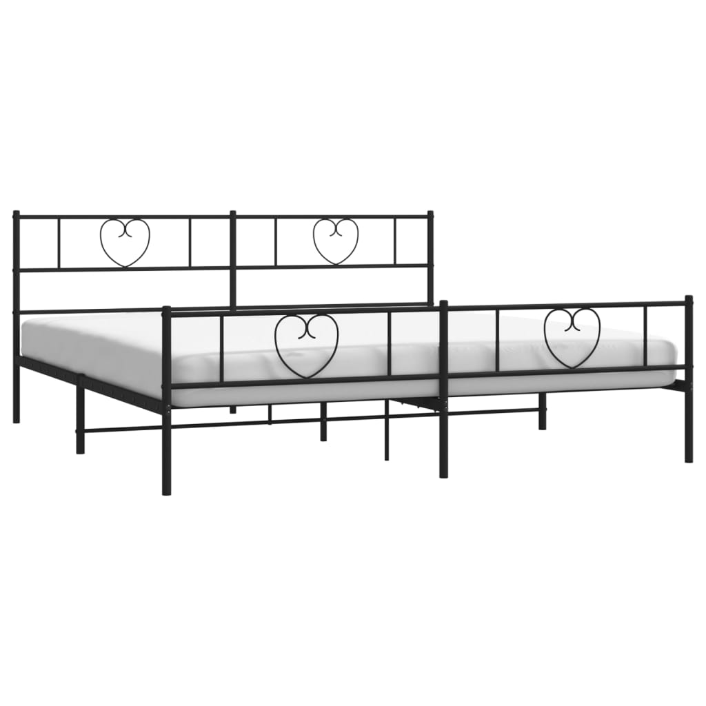 vidaXL Cadre de lit métal sans matelas avec pied de lit noir 193x203cm