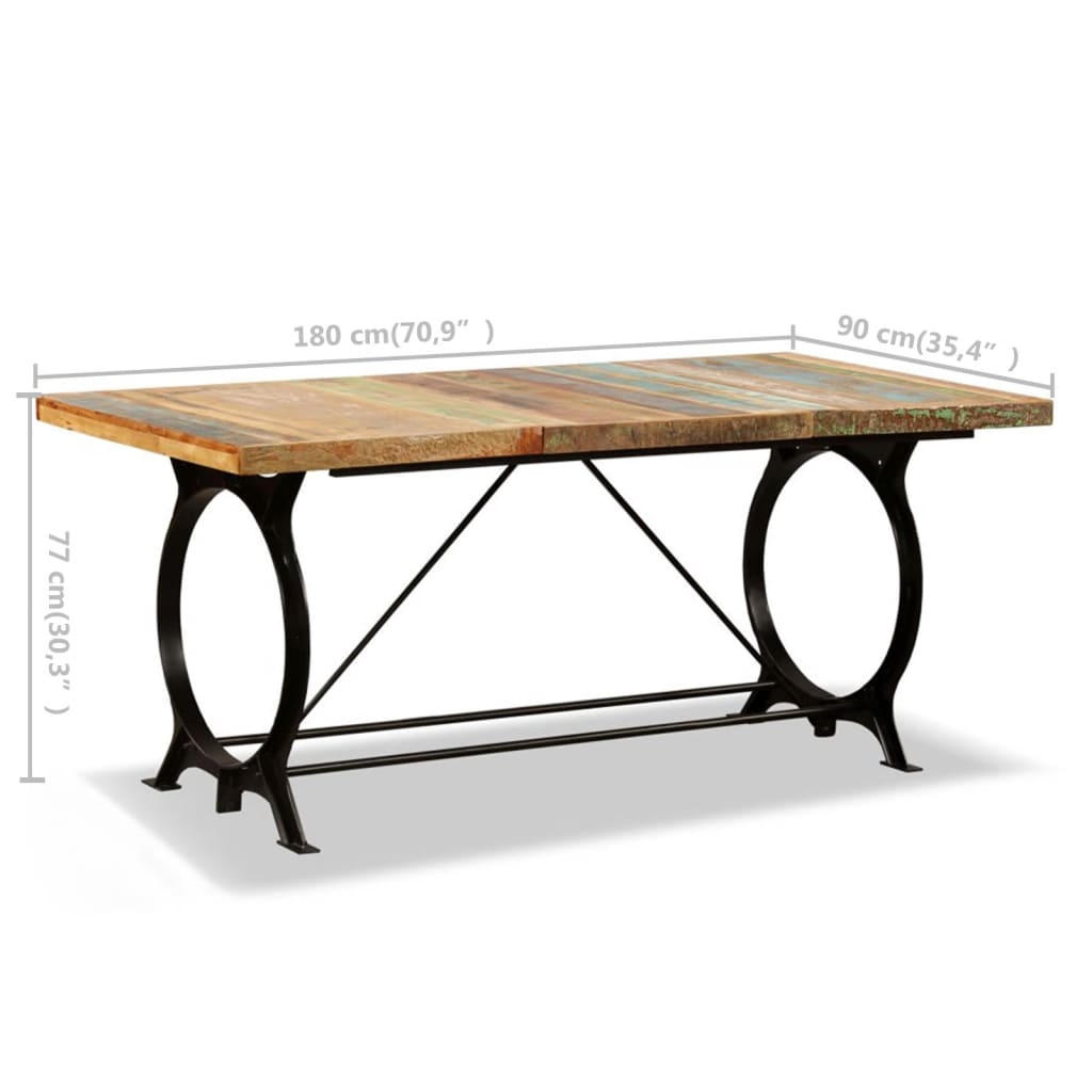 vidaXL Table à manger Bois de récupération massif 180 cm
