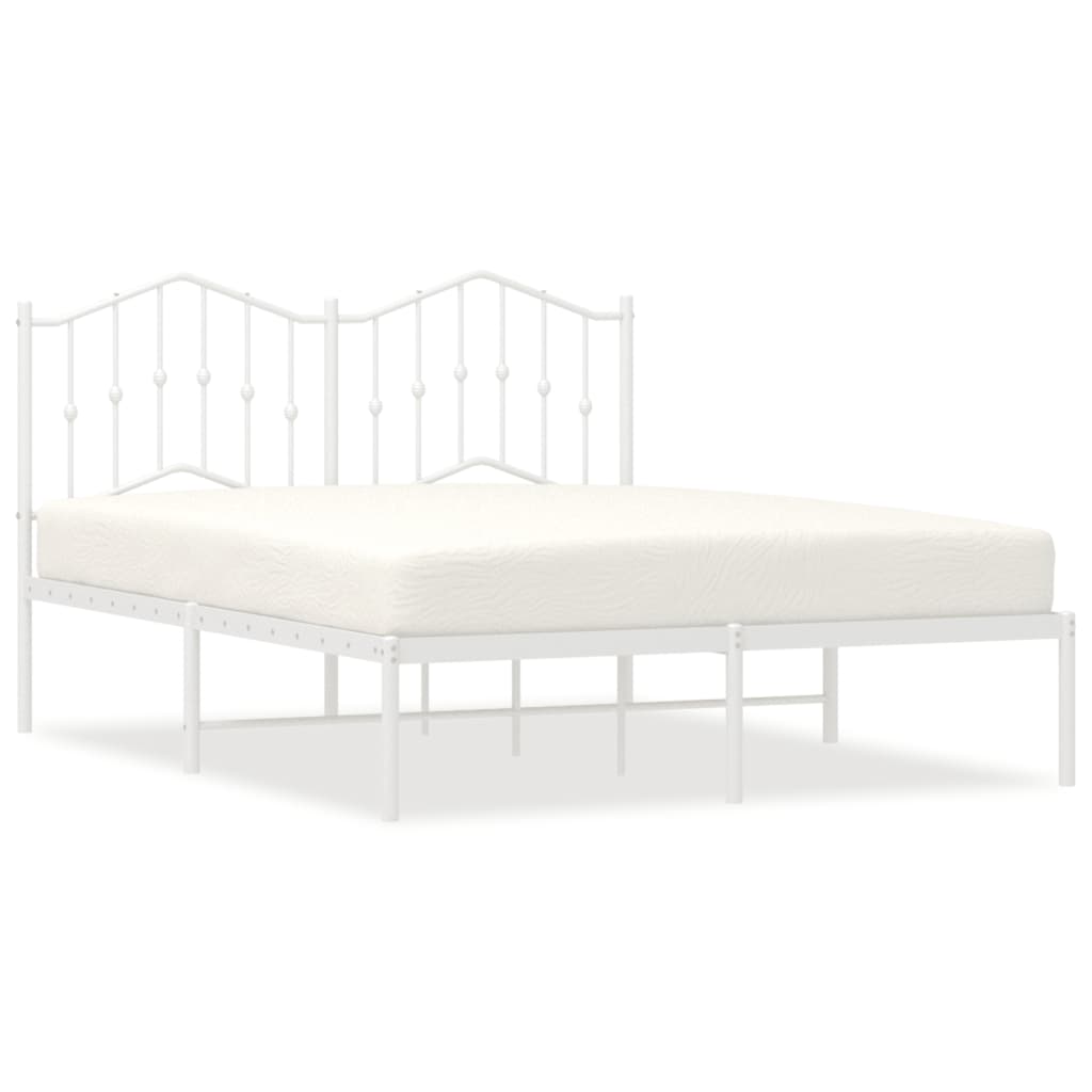 vidaXL Cadre de lit métal sans matelas et tête de lit blanc 150x200 cm