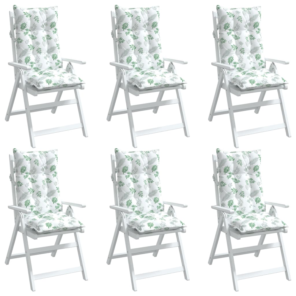 vidaXL Coussins de chaise à dossier haut lot de 6 modèle de feuille