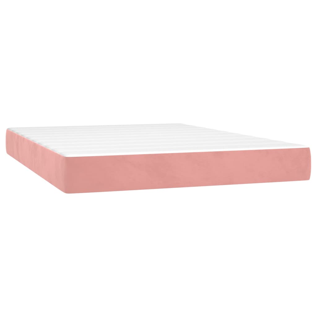 vidaXL Sommier à lattes de lit avec matelas Rose 140x200 cm Velours