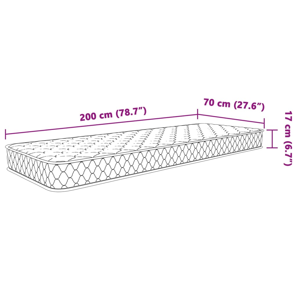 vidaXL Matelas en mousse à mémoire de forme blanc 70x200x17 cm