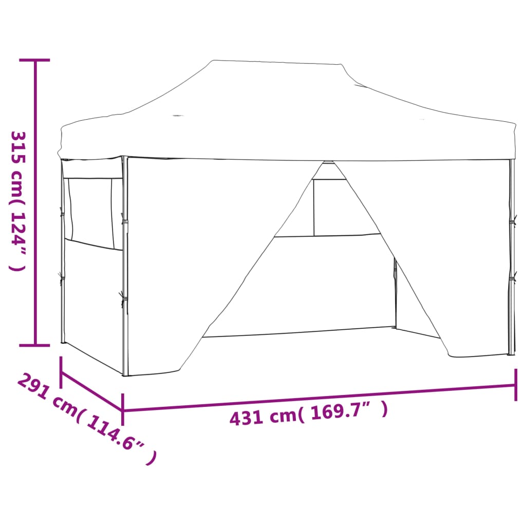 vidaXL Tente pliable avec 4 parois latéraux 3 x 4,5 m Blanc crème
