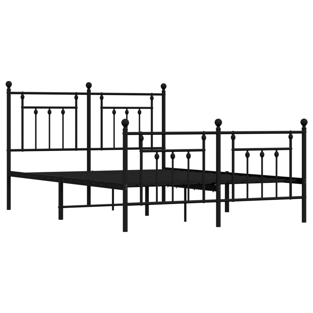 vidaXL Cadre de lit métal sans matelas avec pied de lit noir 140x190cm