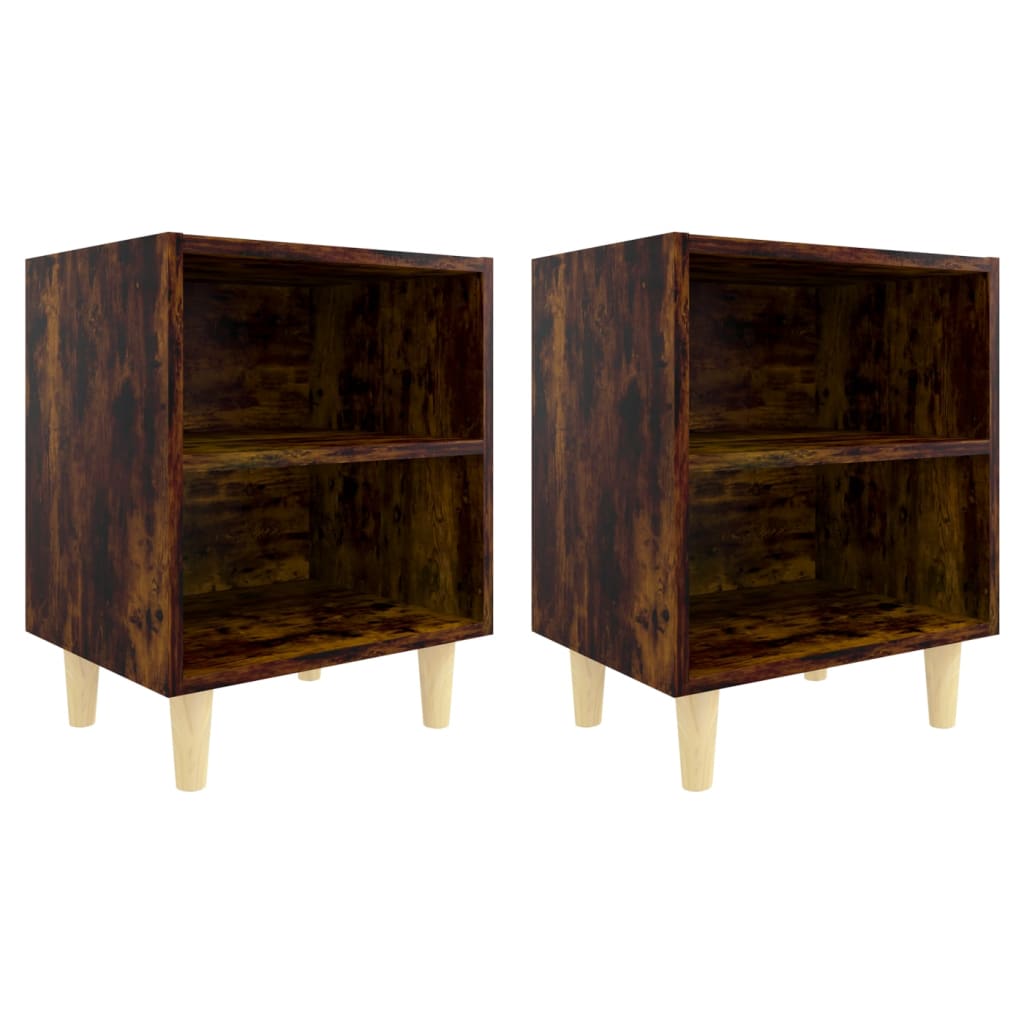 vidaXL Tables de chevet et pieds en bois 2 pcs Chêne fumé 40x30x50 cm