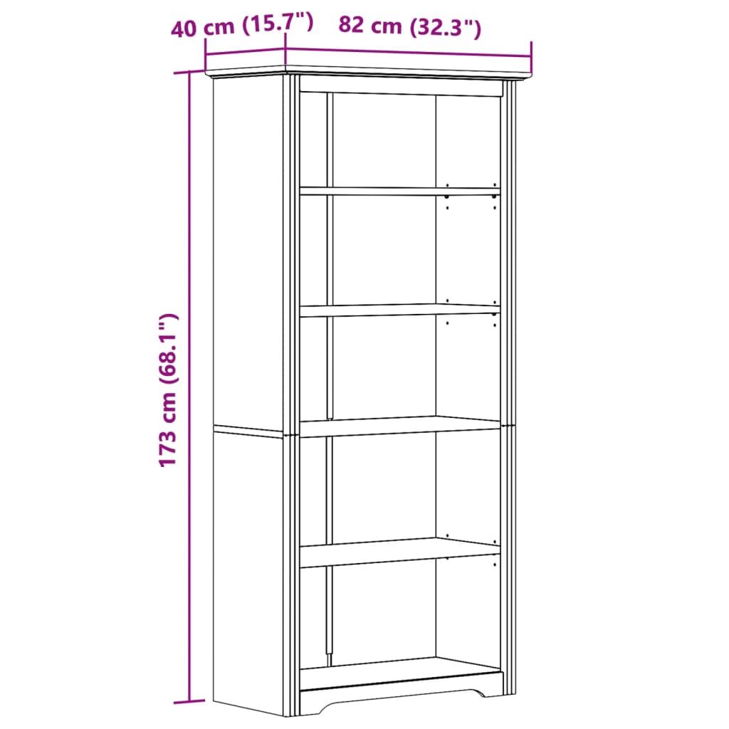 vidaXL Bibliothèque BODO blanc 82x40x173 cm bois pin massif 5 niveaux