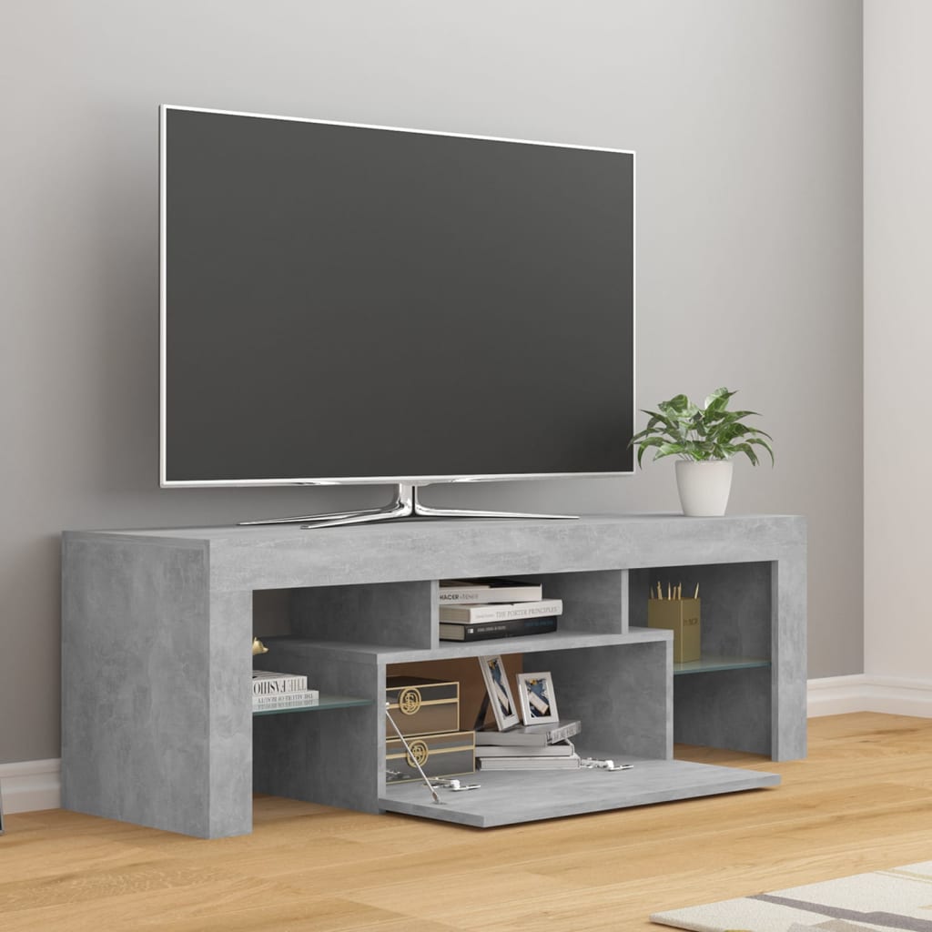 vidaXL Meuble TV avec lumières LED gris béton 120x35x40 cm