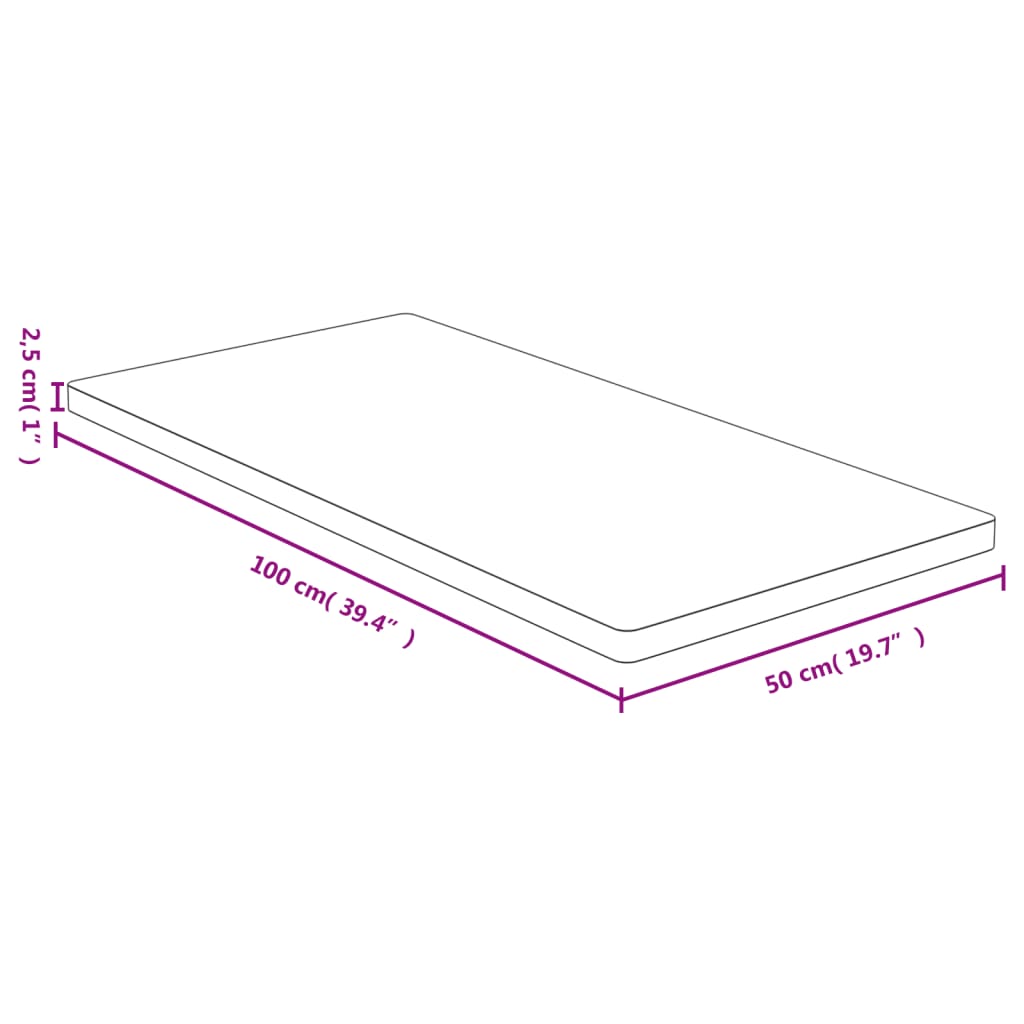 vidaXL Dessus de table 50x100x2,5 cm bambou