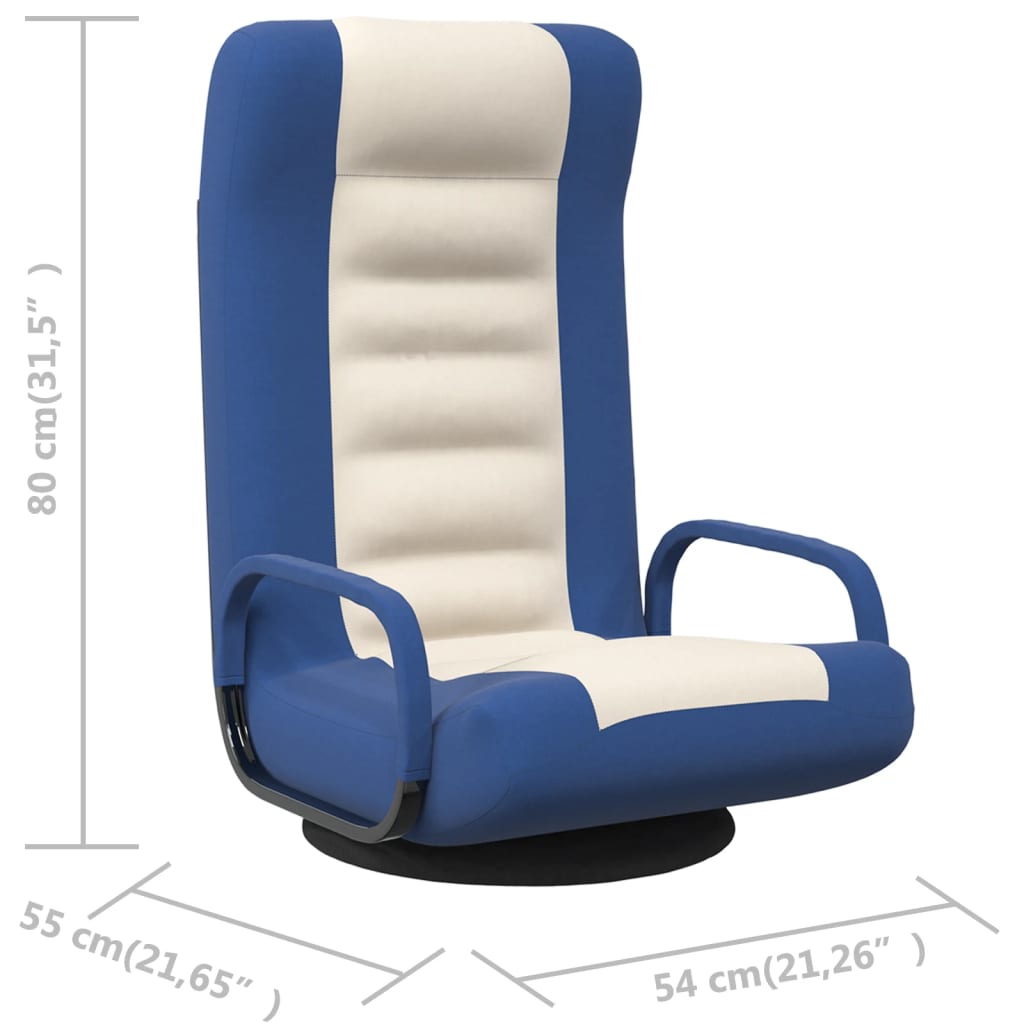 vidaXL Chaise pivotante de sol Bleu et crème Tissu