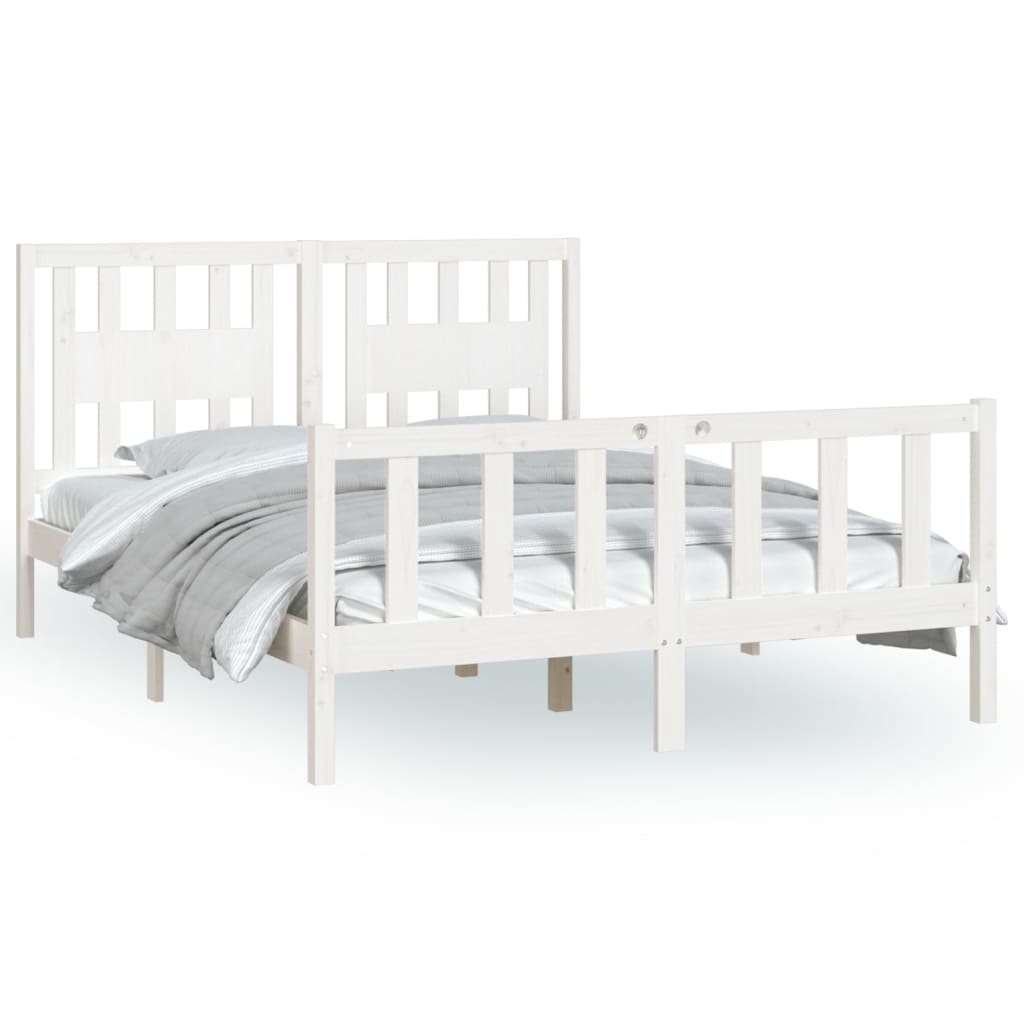 vidaXL Cadre de lit sans matelas blanc bois de pin massif 140x200 cm