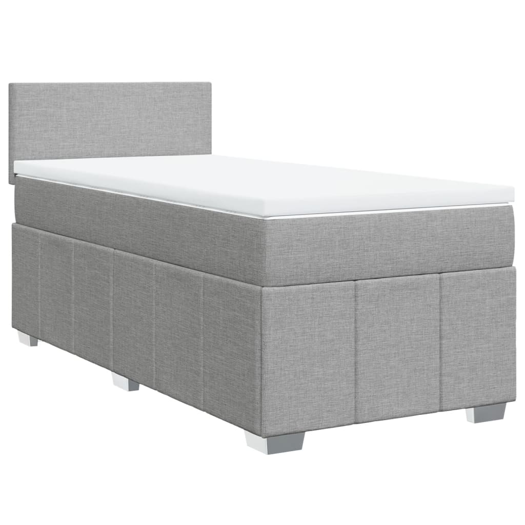 vidaXL Sommier à lattes de lit avec matelas Gris clair 100x200cm Tissu