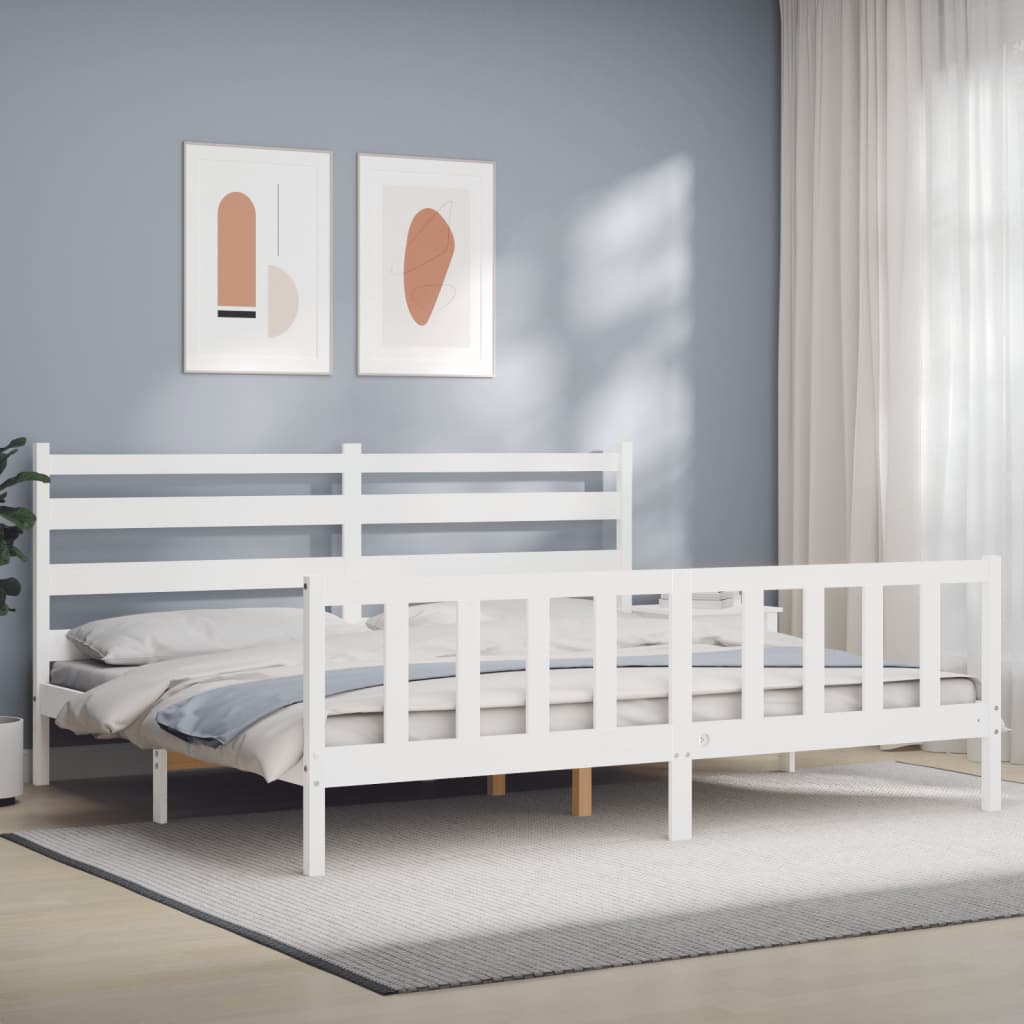 vidaXL Cadre de lit sans matelas blanc bois de pin massif