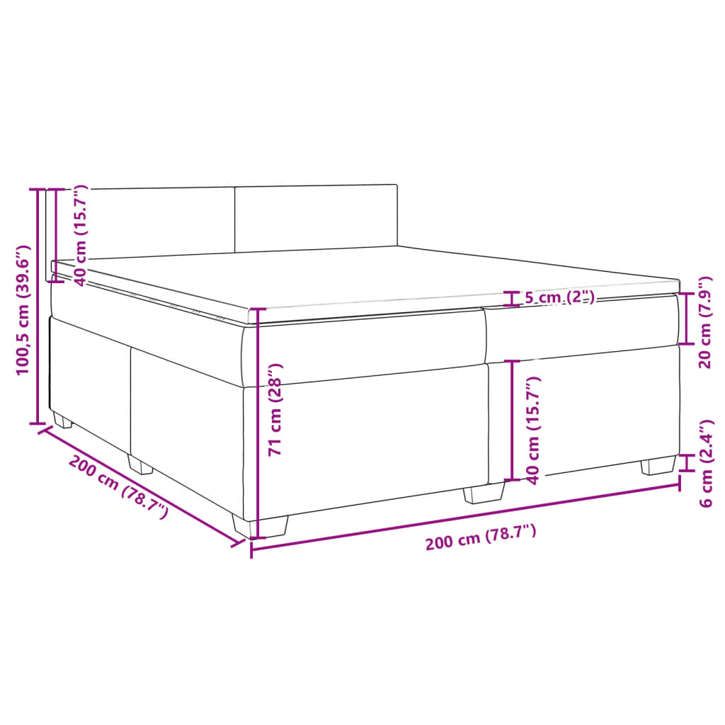 vidaXL Sommier à lattes de lit avec matelas Marron foncé 200x200 cm