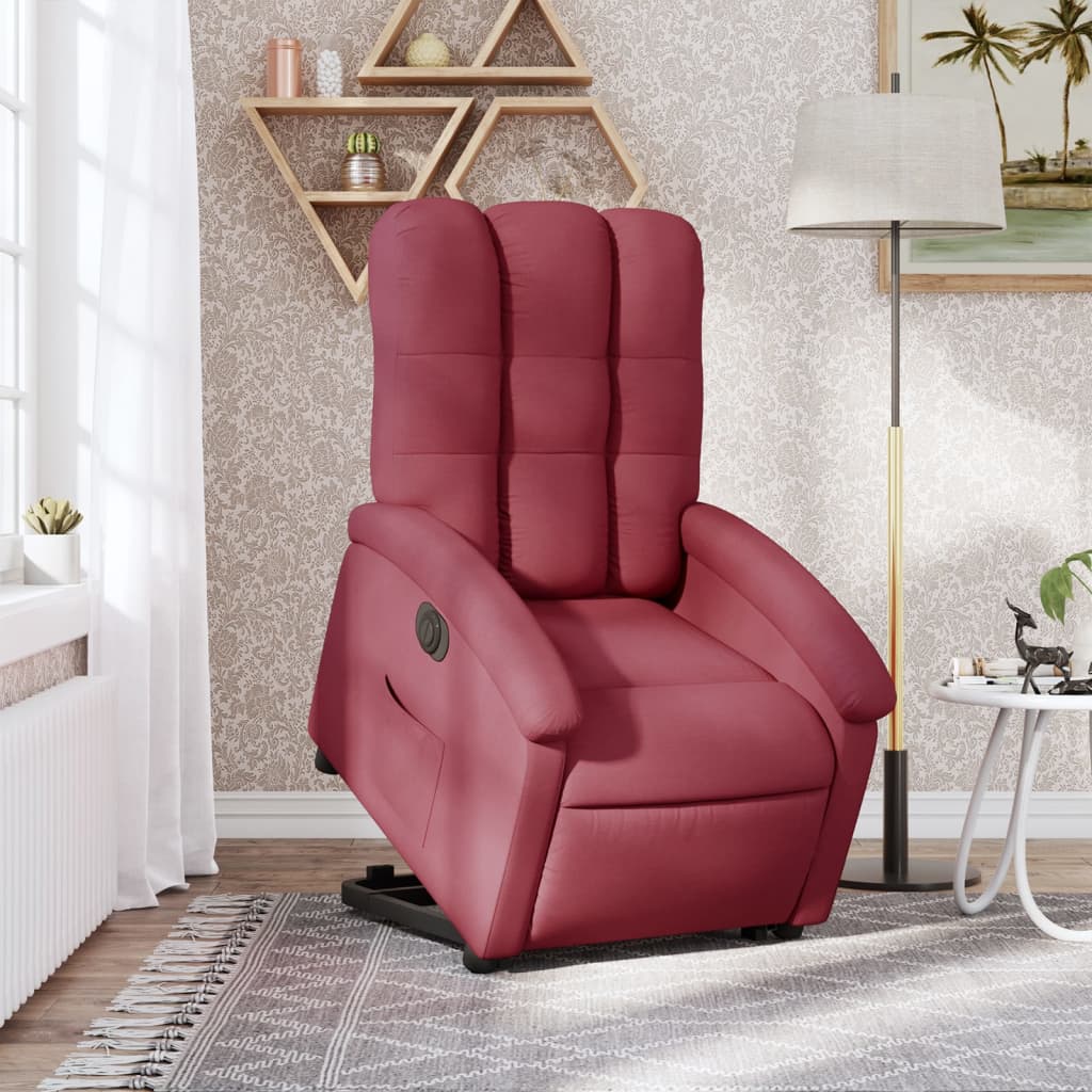 vidaXL Fauteuil inclinable électrique rouge bordeaux tissu