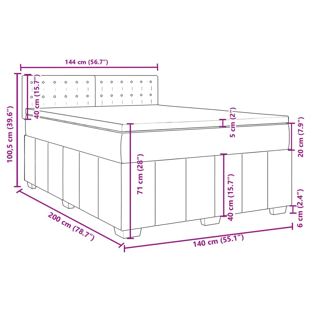 vidaXL Sommier à lattes de lit avec matelas Marron foncé 140x200 cm