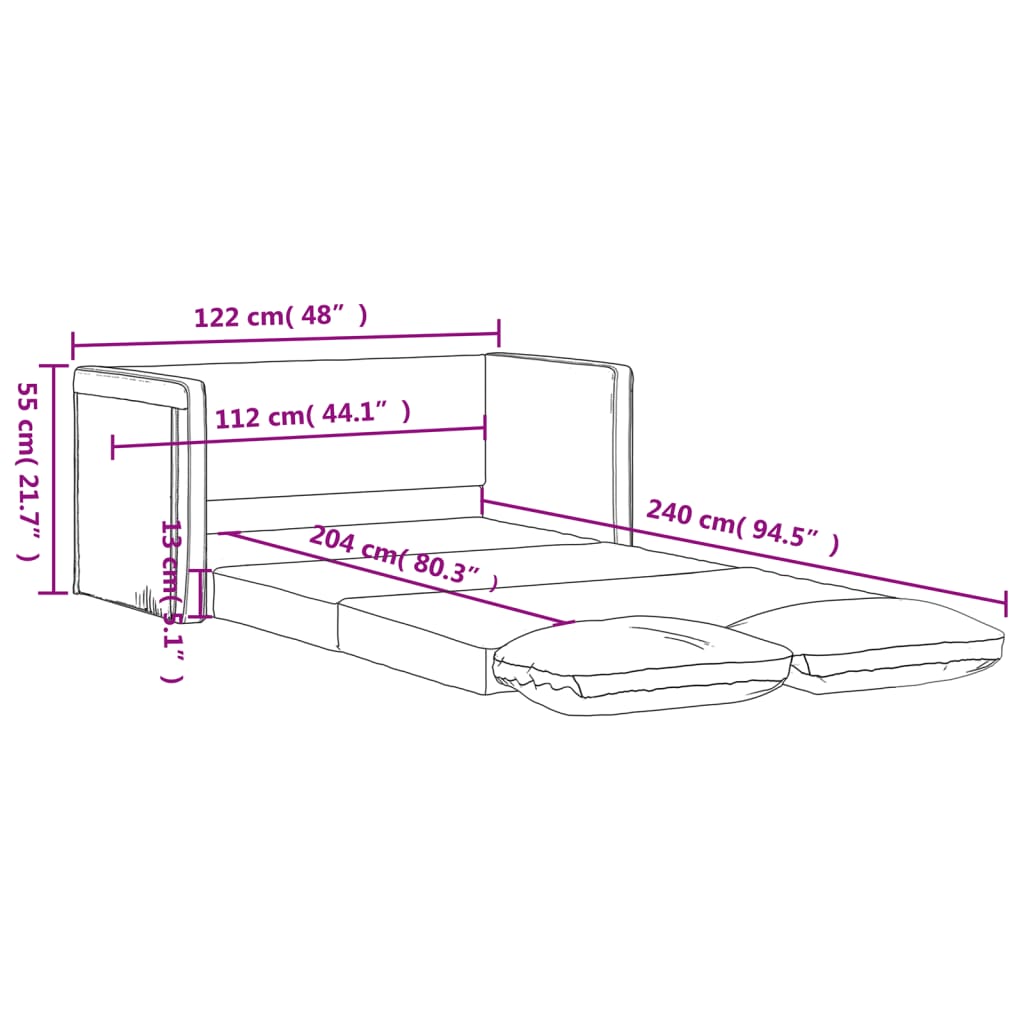 vidaXL Canapé-lit 2 en 1 gris foncé 122x204x55 cm velours