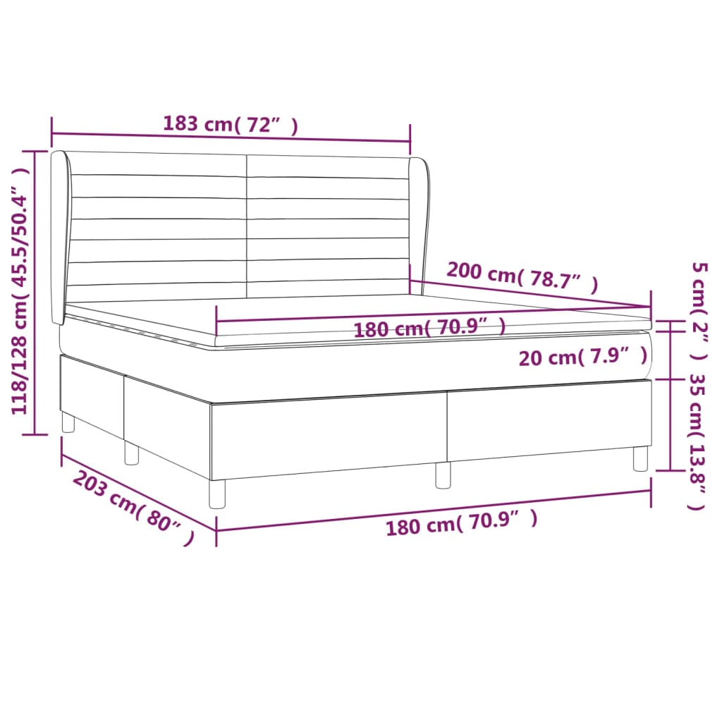 vidaXL Sommier à lattes de lit et matelas Gris clair 180x200cm Velours