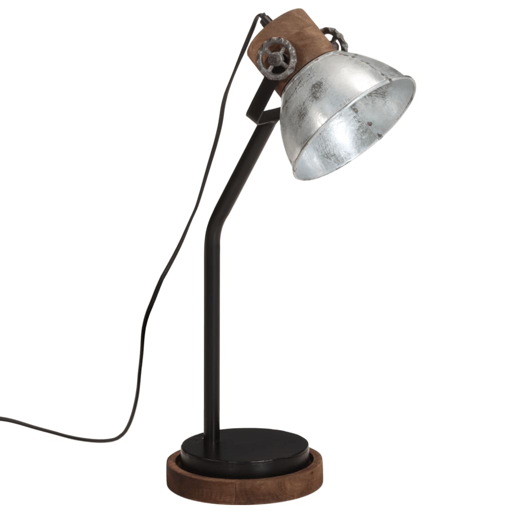 vidaXL Lampe de bureau 25 W argent vintage 18x18x60 cm E27