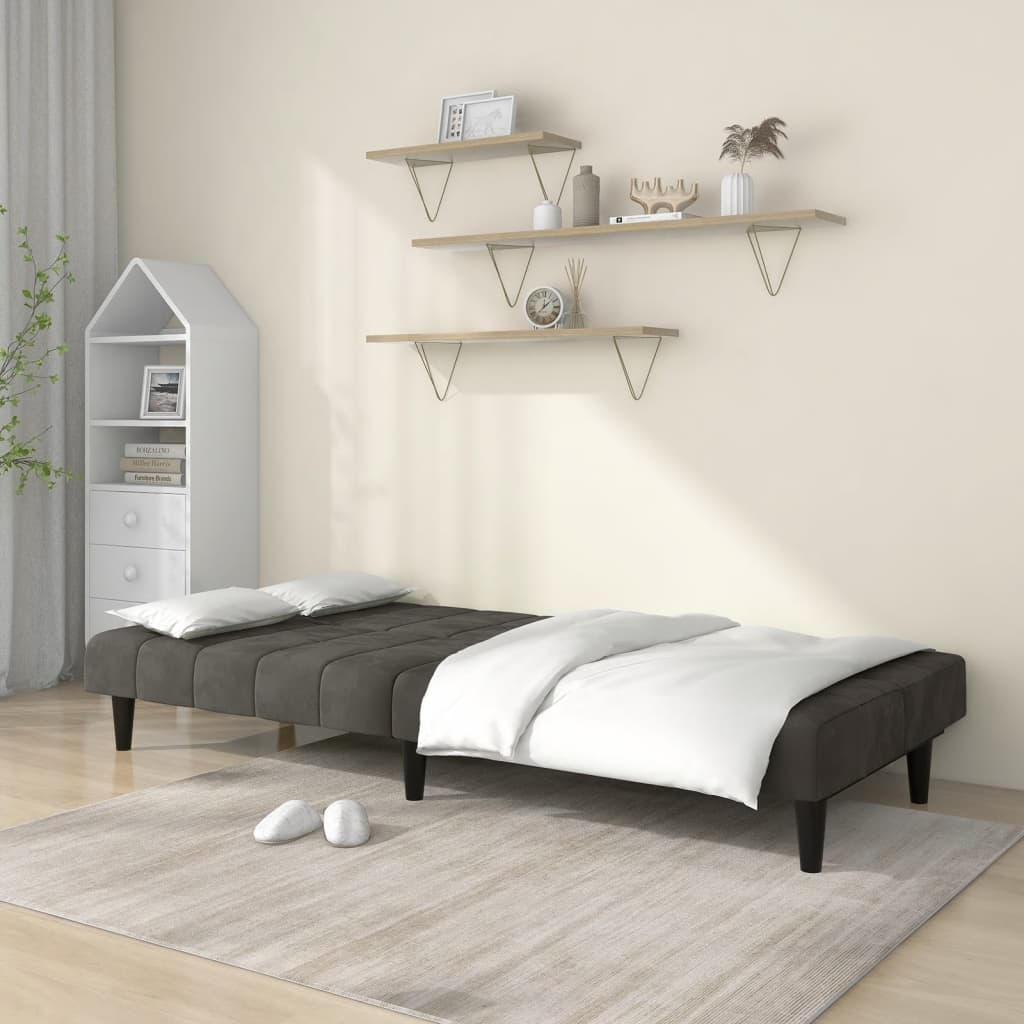 vidaXL Canapé-lit à 2 places gris foncé velours