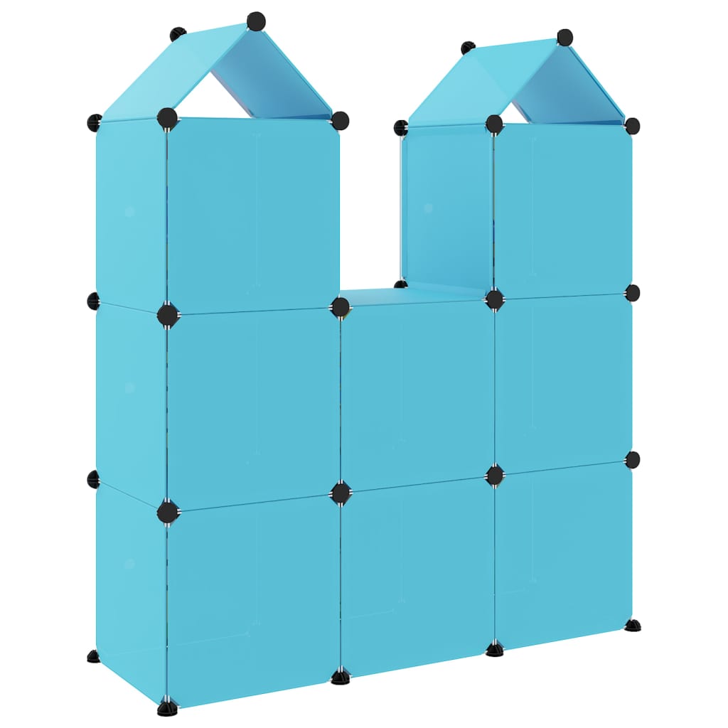 vidaXL Armoire de rangement pour enfants avec 8 cubes Bleu PP