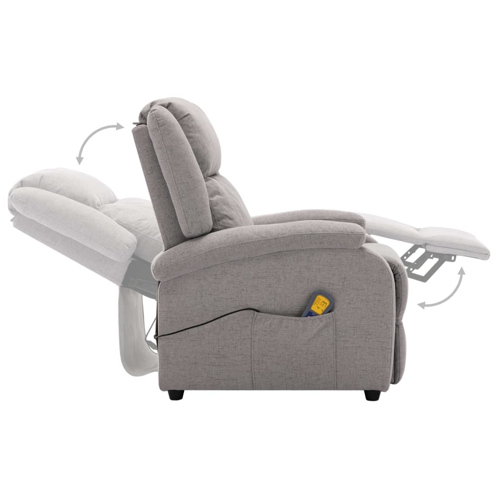 vidaXL Fauteuil de massage Gris clair Tissu