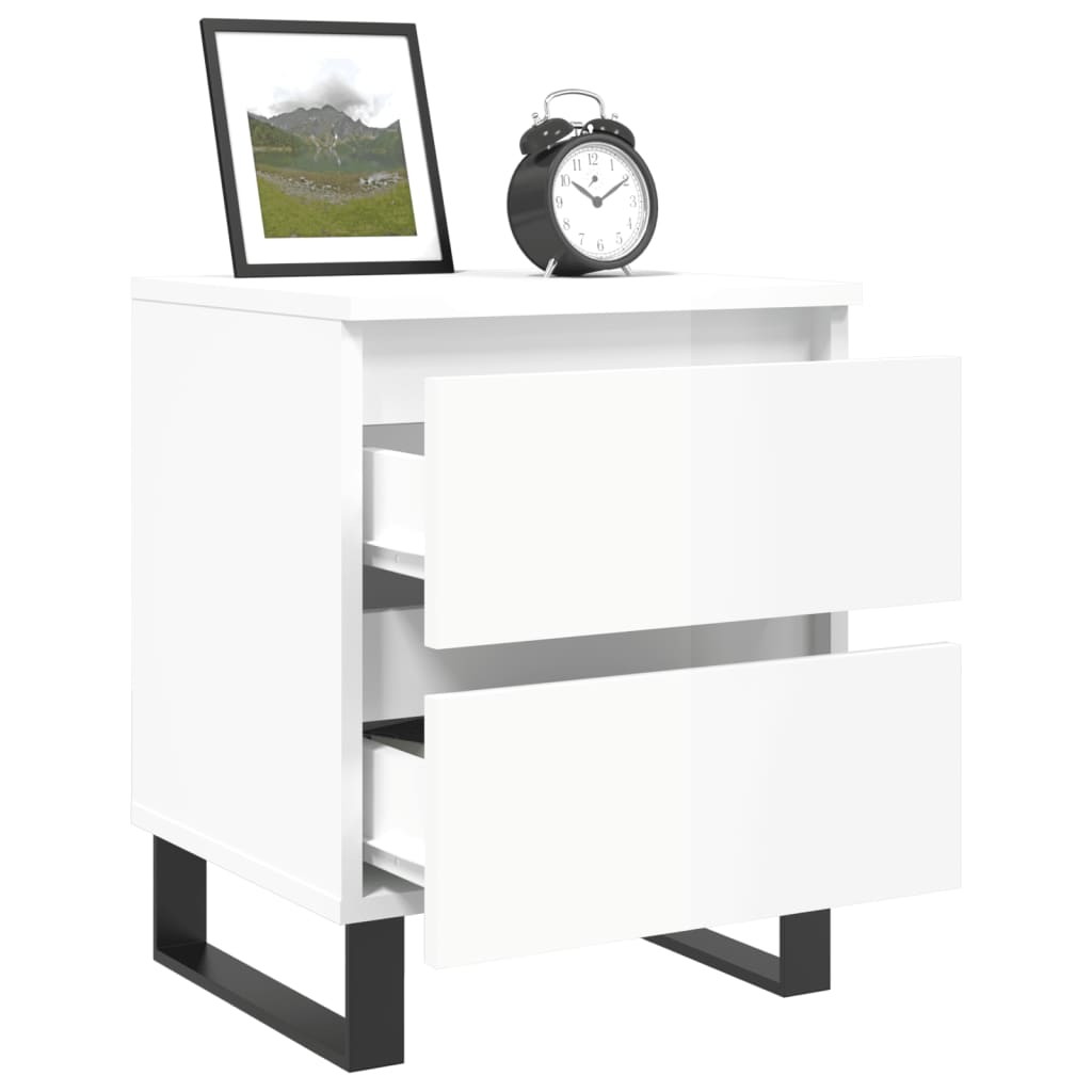 vidaXL Tables de chevet 2 pcs blanc brillant 40x35x50 cm