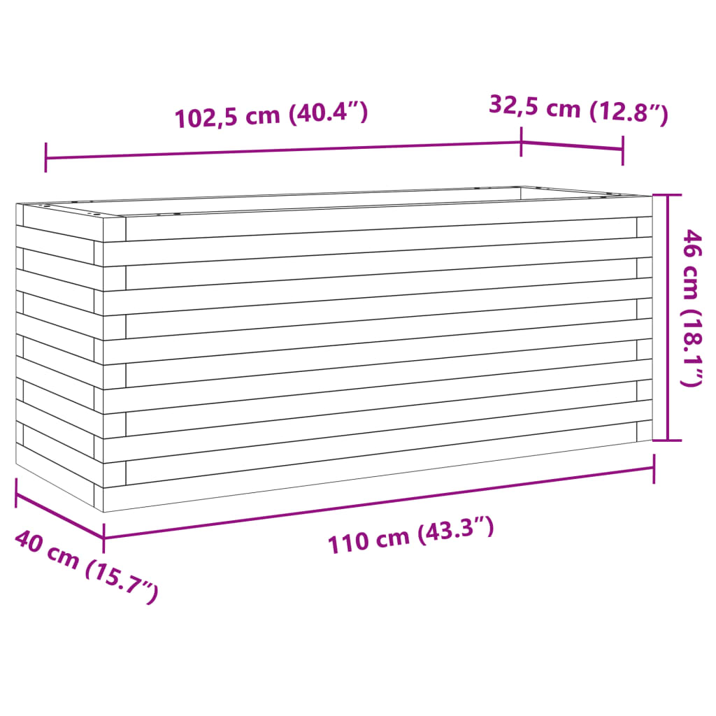 vidaXL Jardinière blanc 110x40x46 cm bois de pin massif