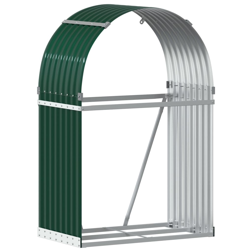 vidaXL Porte-bûches vert 80x45x120 cm acier galvanisé