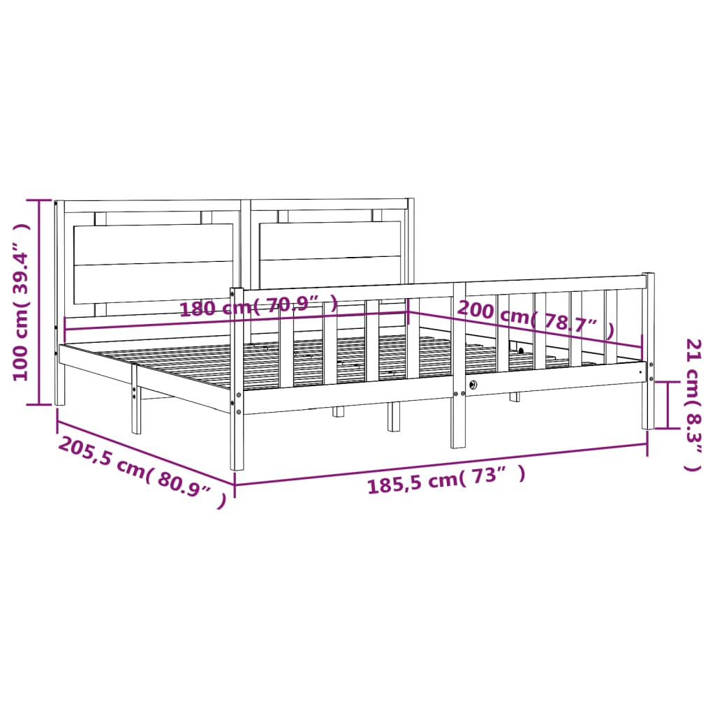 vidaXL Cadre de lit sans matelas blanc bois de pin massif