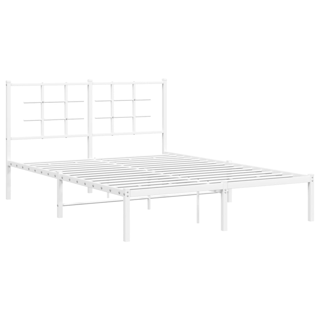 vidaXL Cadre de lit métal sans matelas et tête de lit blanc 135x190 cm