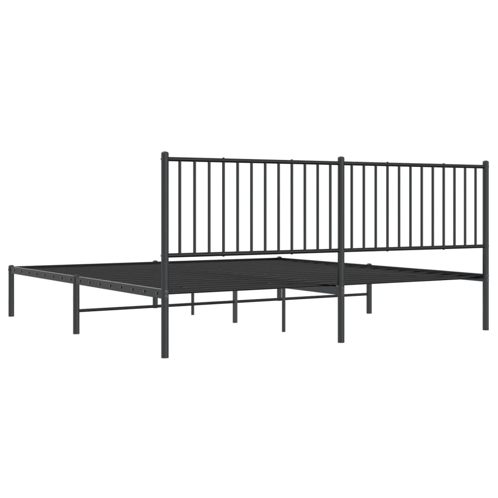 vidaXL Cadre de lit métal sans matelas avec tête de lit noir 193x203cm