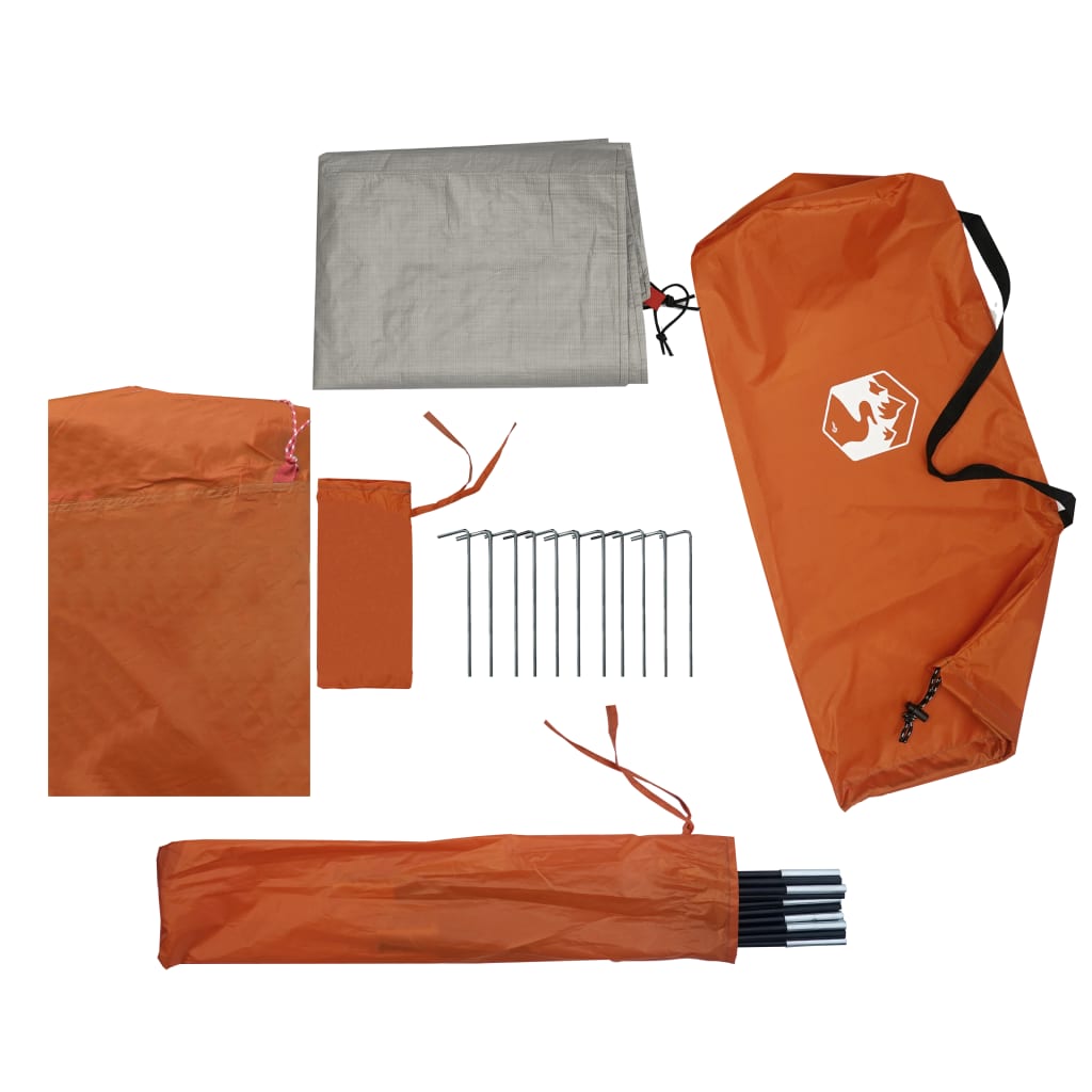 vidaXL Tente de camping à dôme 2 personnes gris et orange imperméable