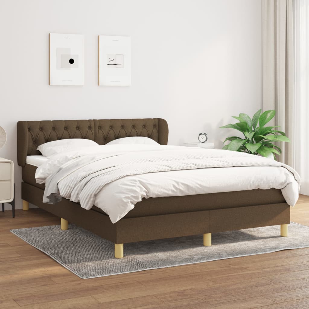 vidaXL Sommier à lattes de lit avec matelas Marron foncé 140x190 cm