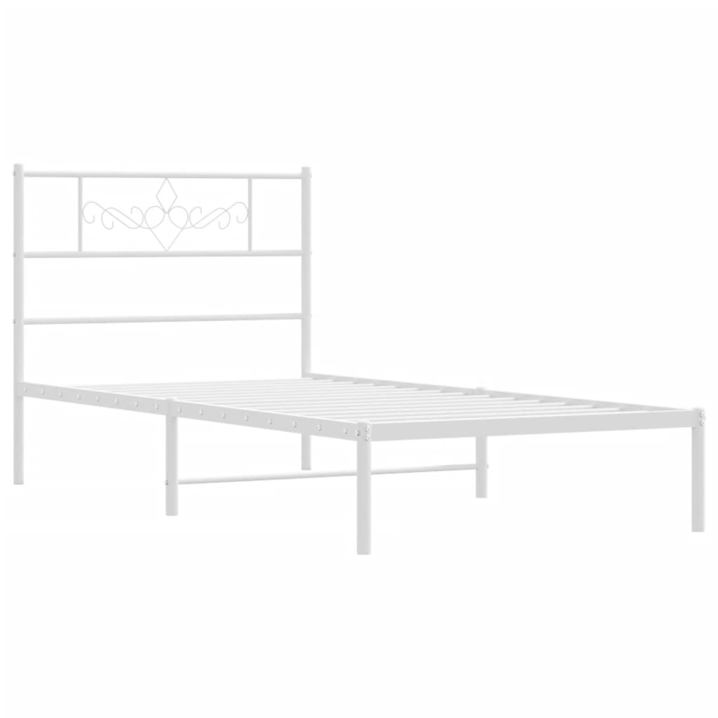 vidaXL Cadre de lit métal sans matelas et tête de lit blanc 100x190 cm