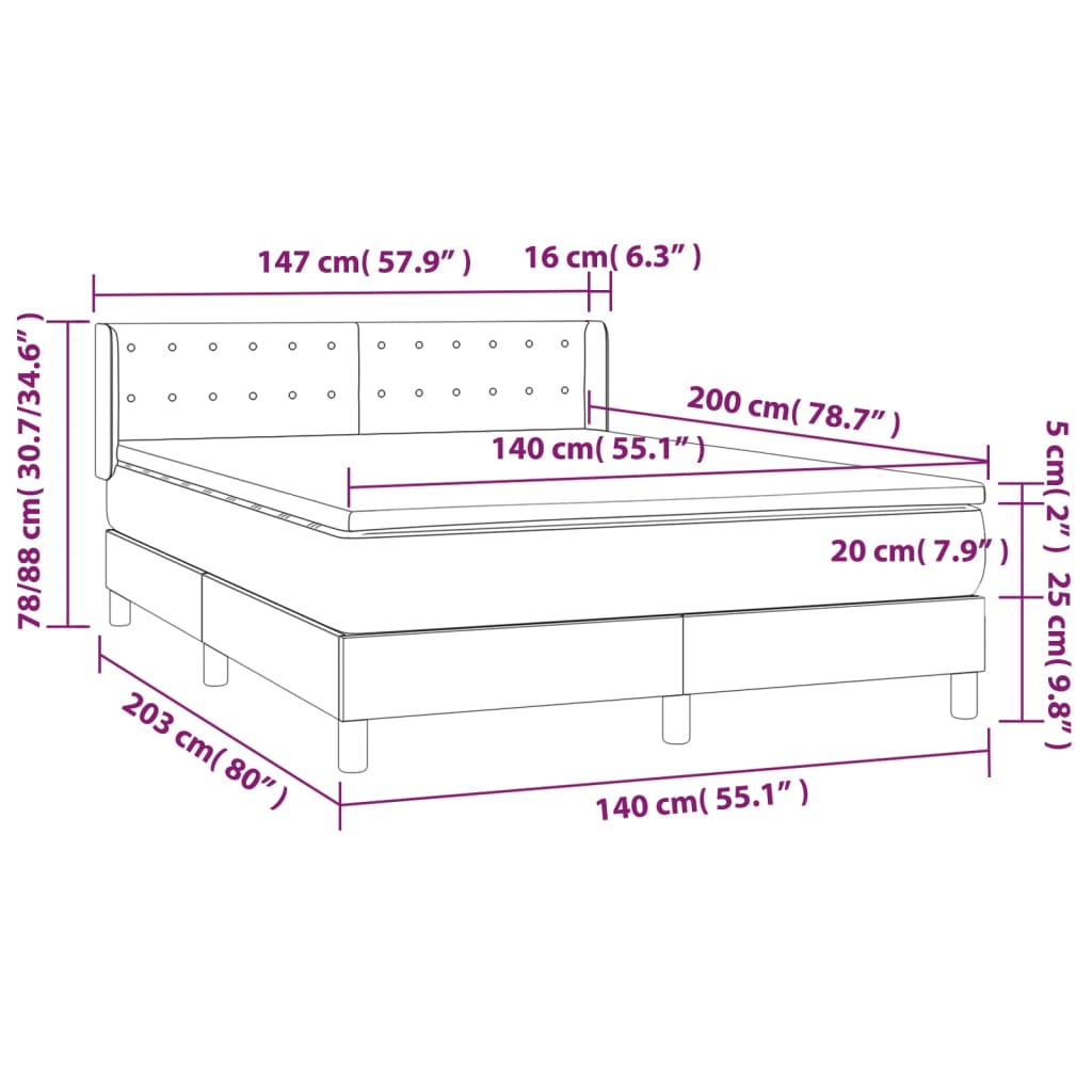 vidaXL Sommier à lattes de lit avec matelas Cappuccino 140x200 cm